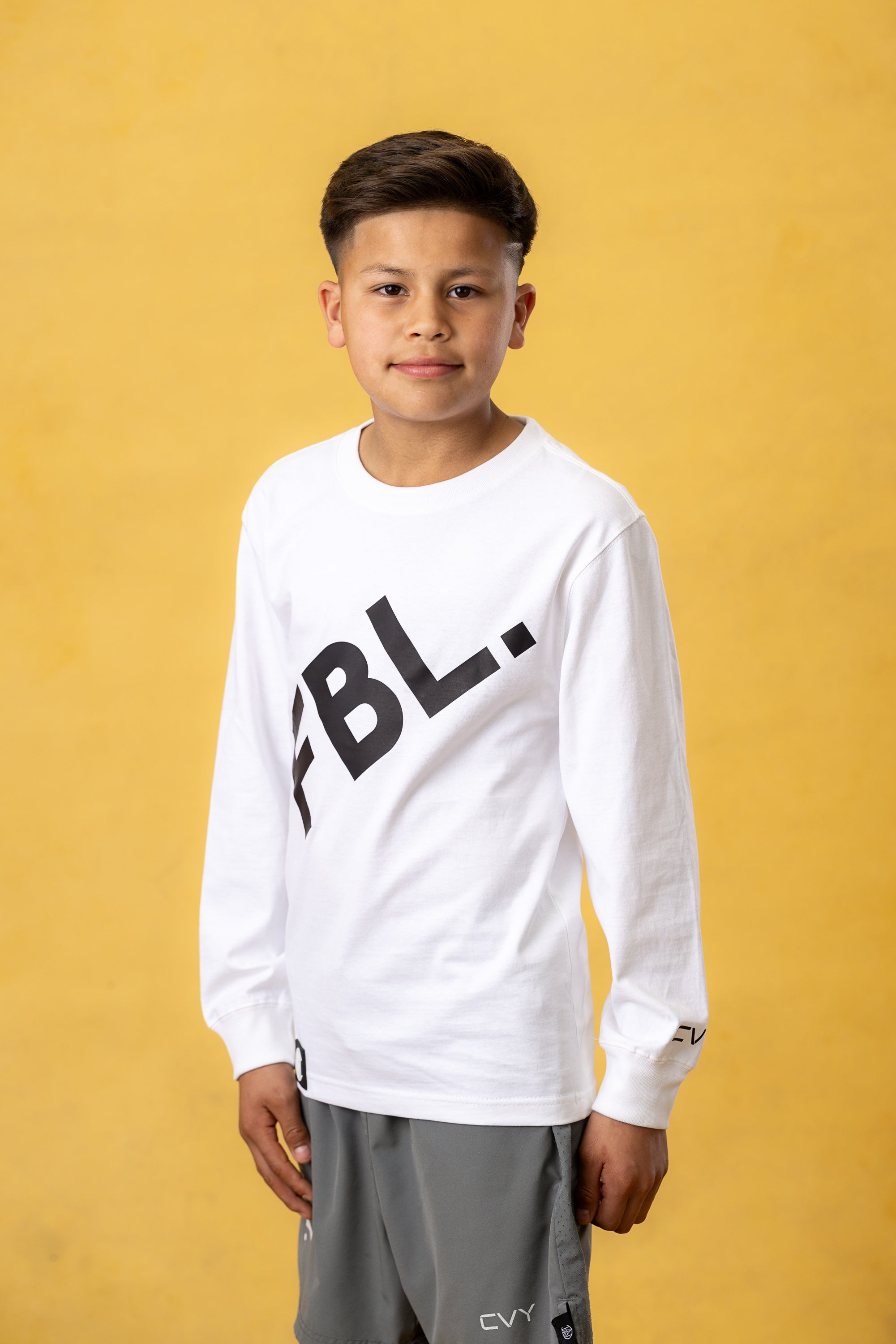 FBL. Youth White Long Sleeve Shirt