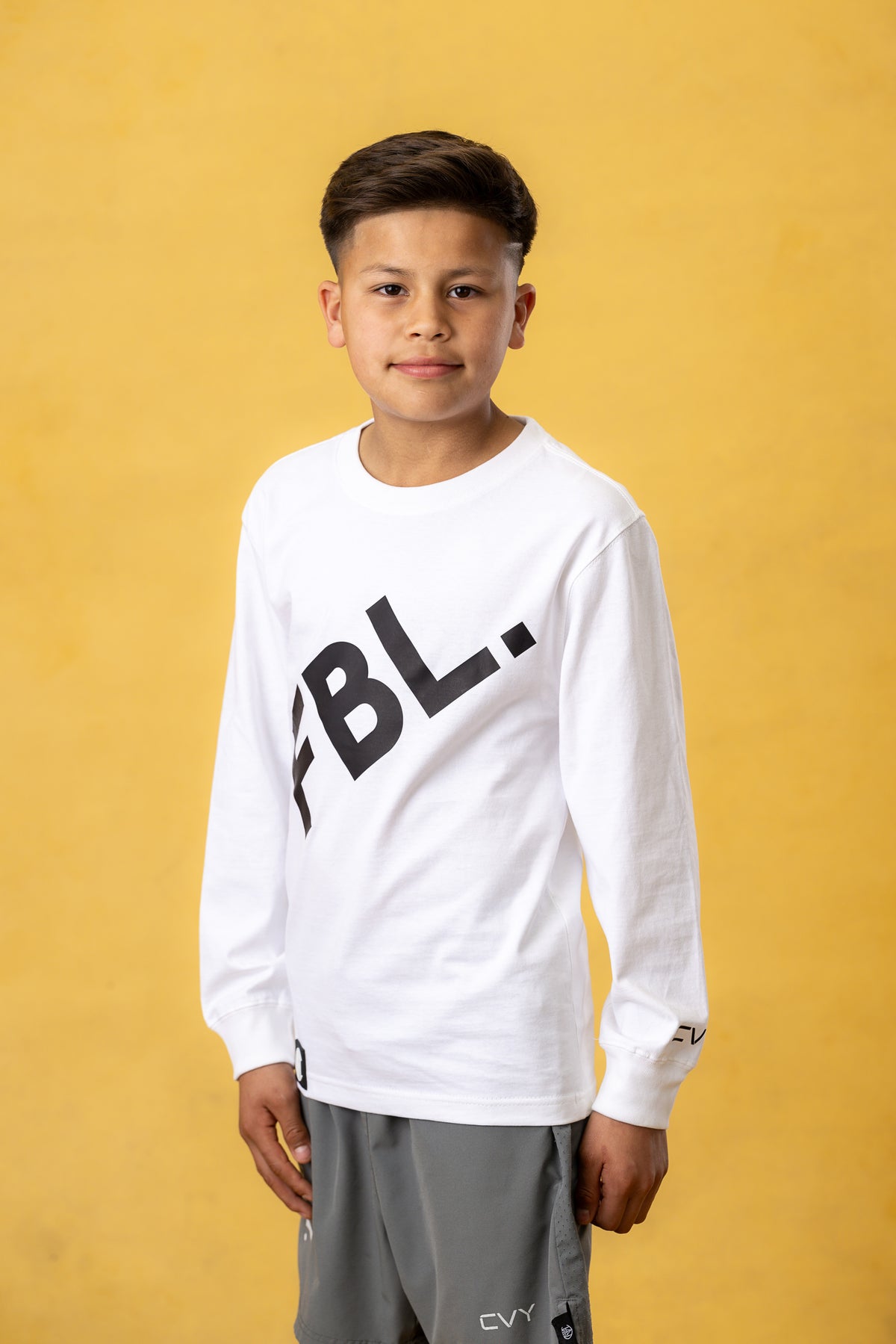 FBL. Youth White Long Sleeve Shirt, product photo 3