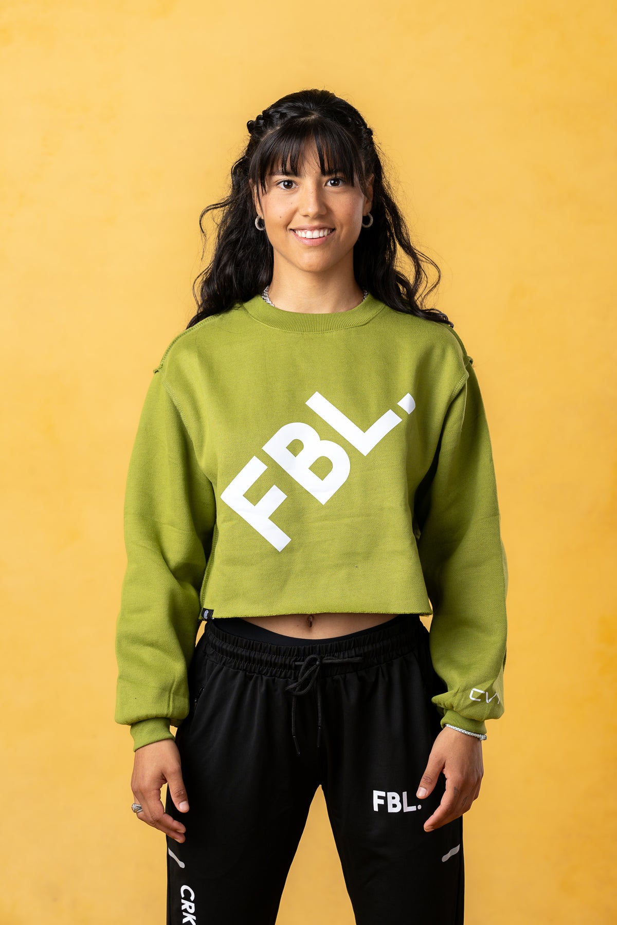 FBL. Women Oversize Match Green Crop-top Crewneck, product photo 1