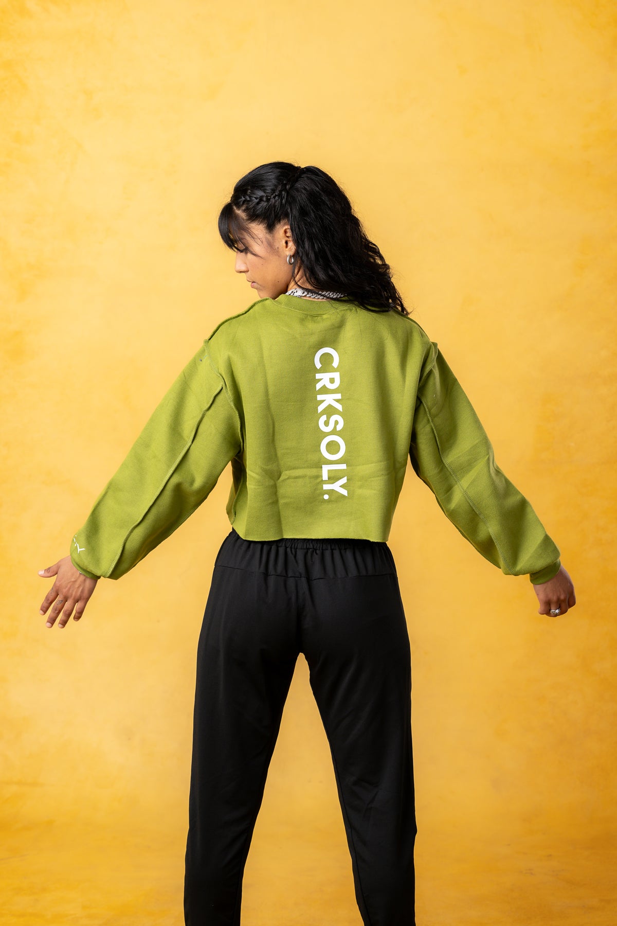 FBL. Women Oversize Match Green Crop-top Crewneck, product photo 7