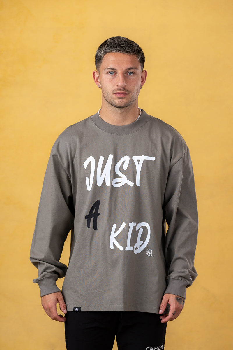 Just A Kid. Faded Olive Long Sleeve