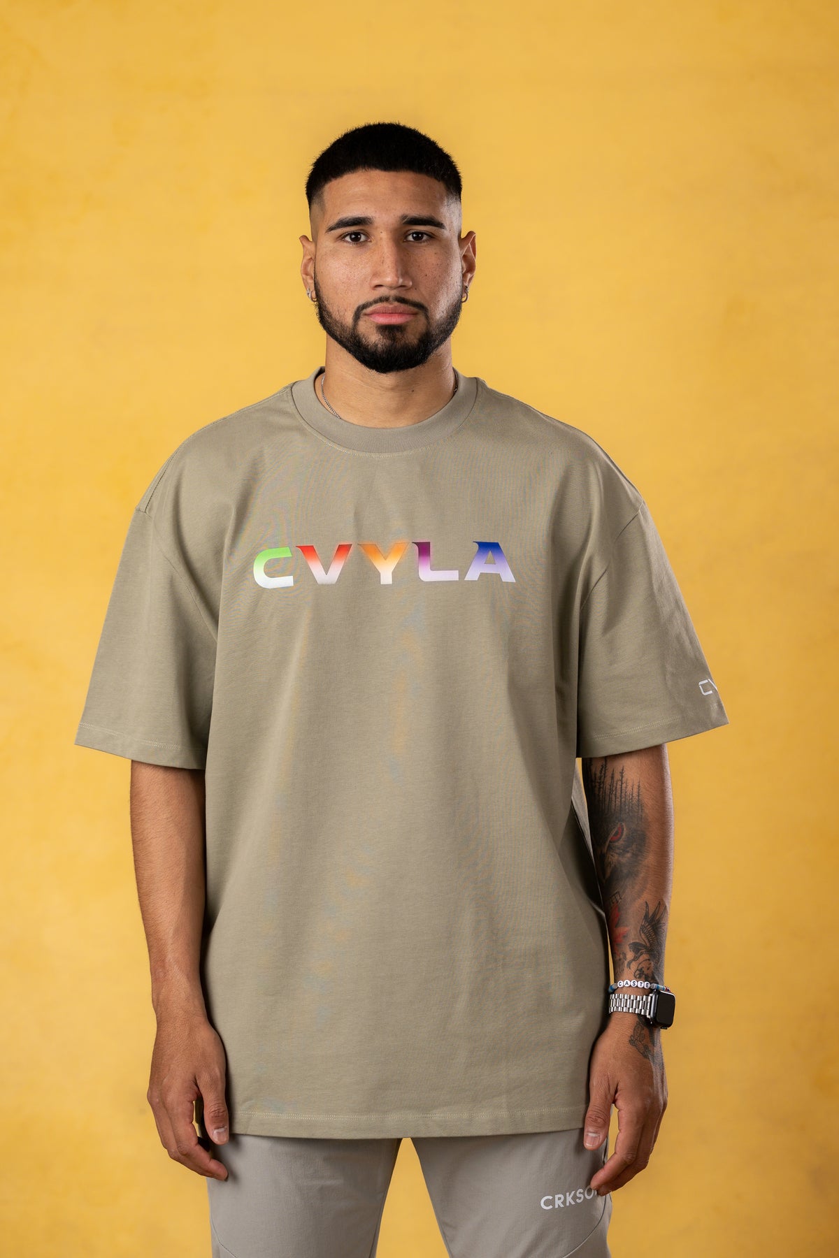CVYLA Men Olive Oversize Tee, product photo 1