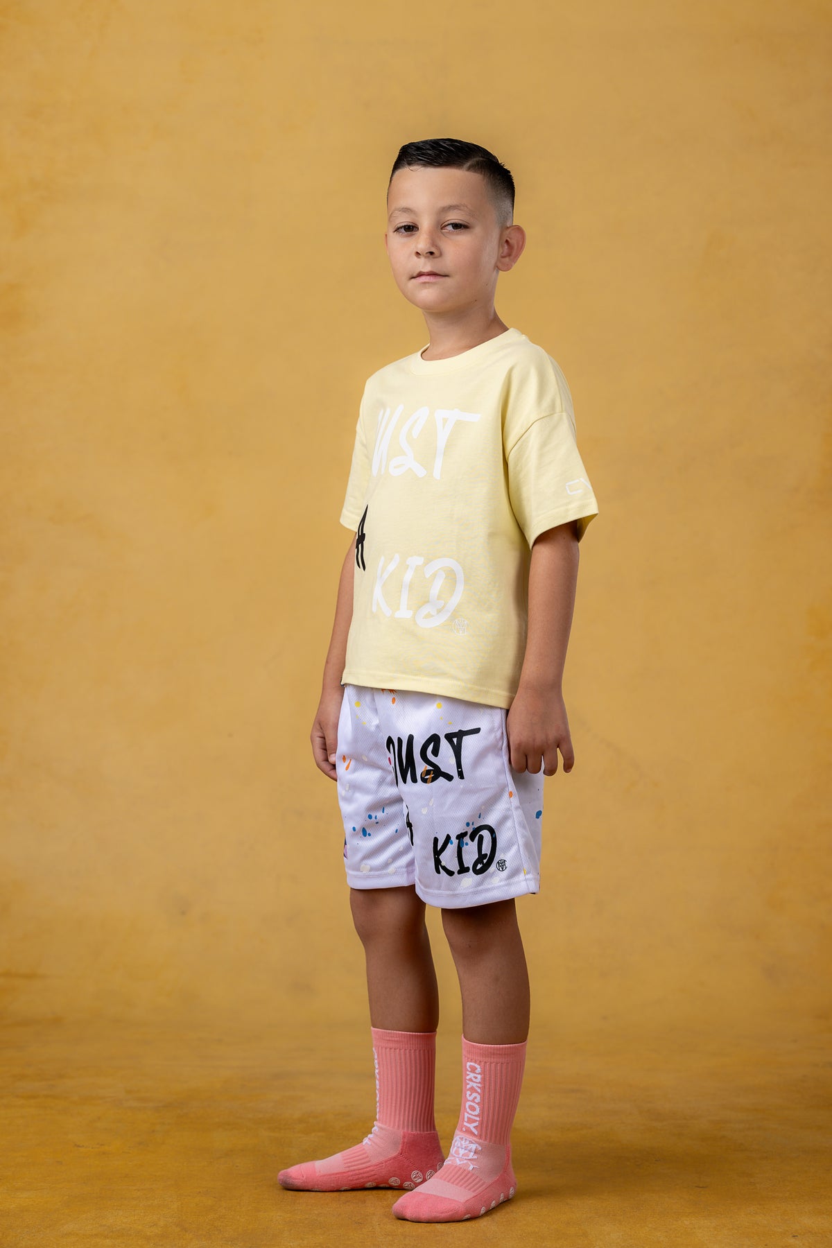 Just A Kid Youth Yellow Streetwear Tee, product photo 5