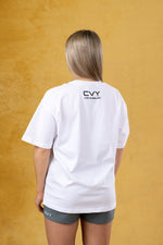 CVYLA Women White Embroidered Tee