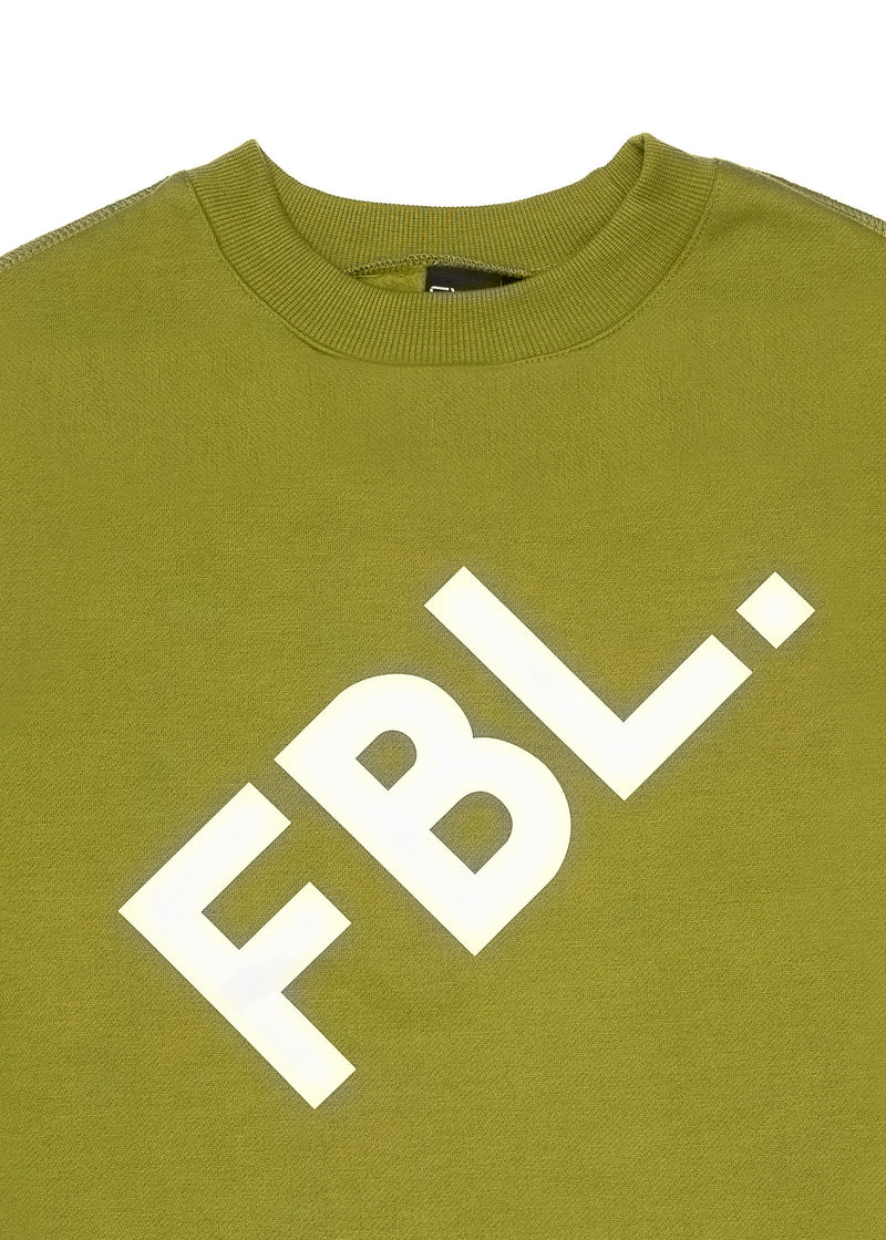 FBL. Oversize Match Green Crop-top Crewneck