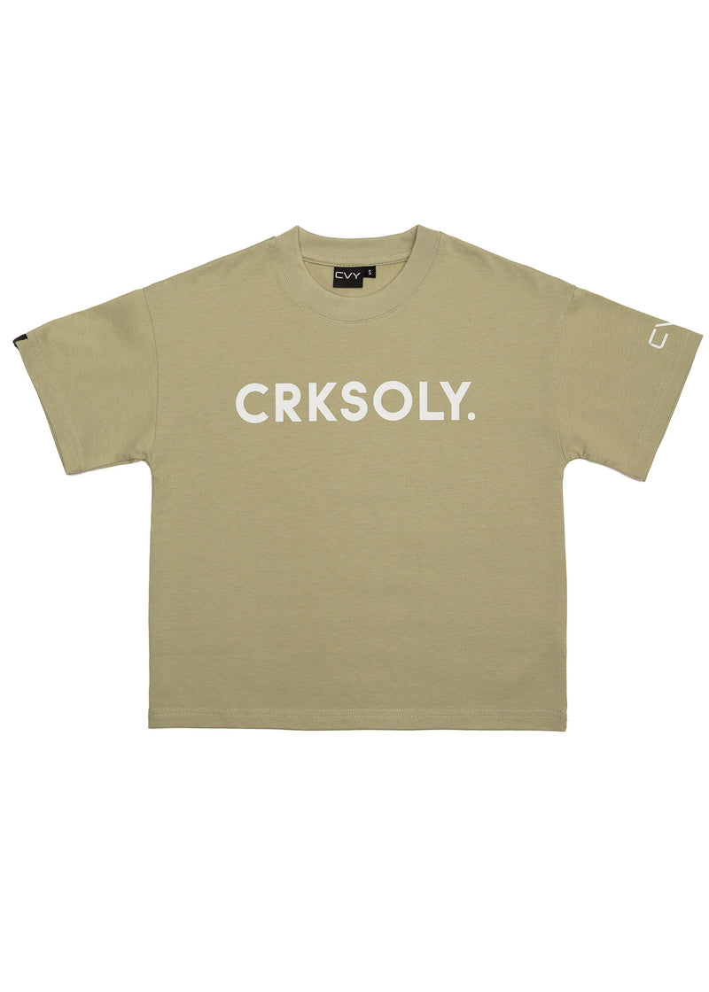 CRKSOLY. Youth Olive Green Streetwear Tee