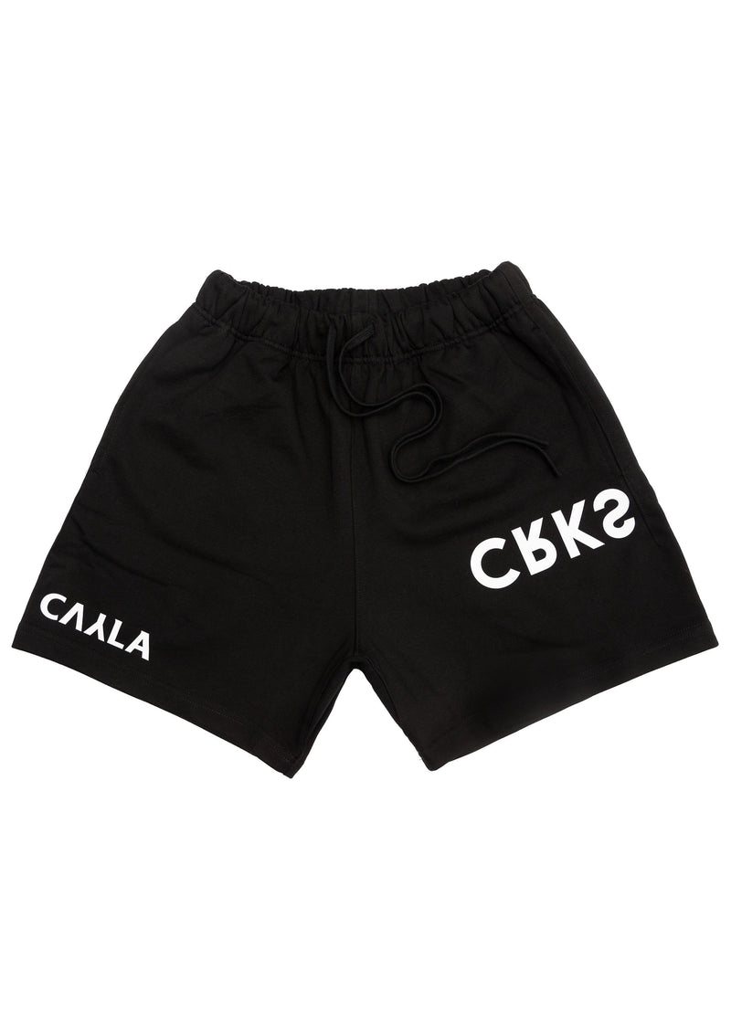 CRKSOLY. Black Cotton Sweat Shorts