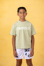 CRKSOLY. Youth Olive Green Streetwear Tee