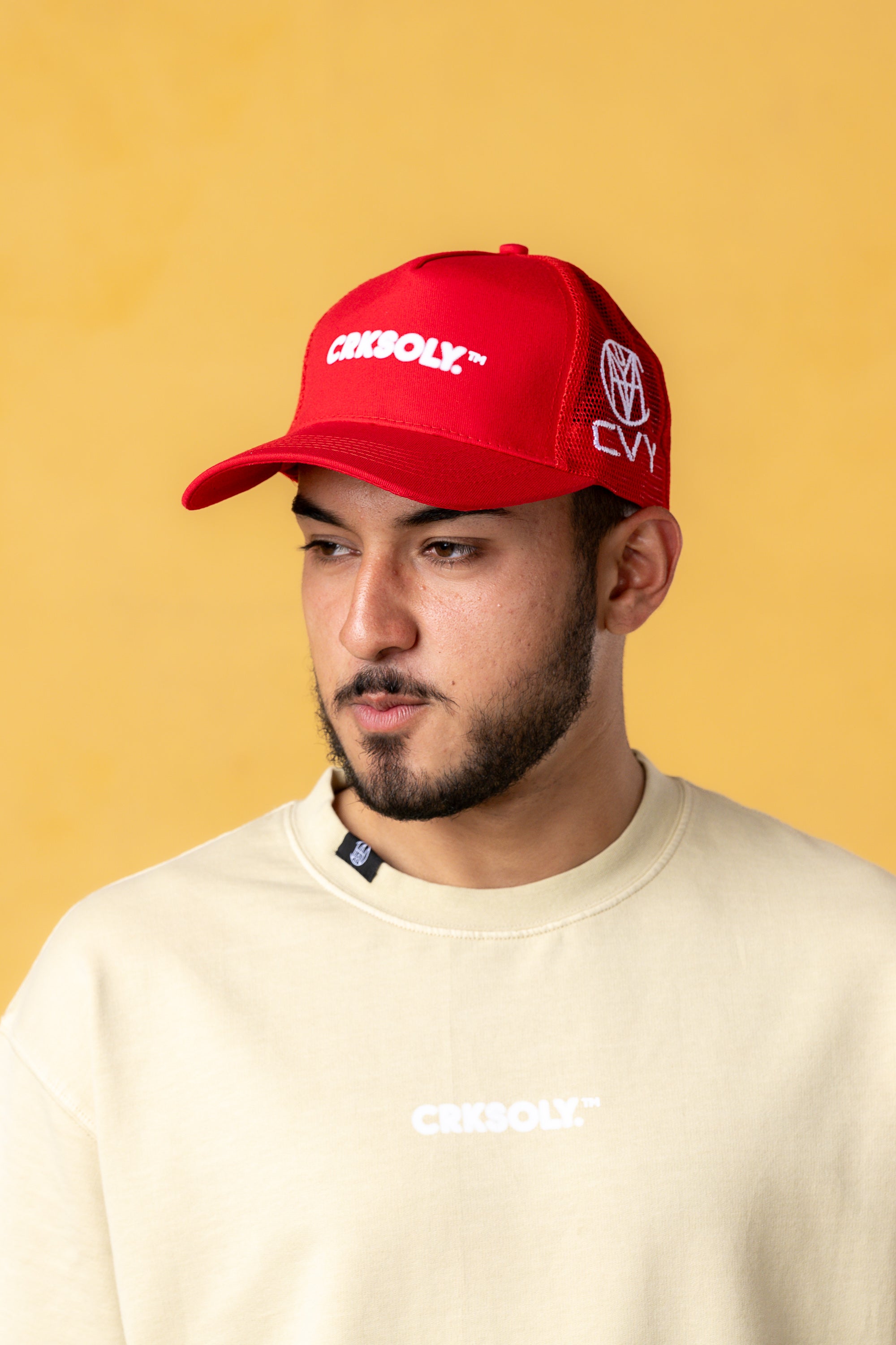 CRKSOLY. Gorra snapback con efecto borroso rojo