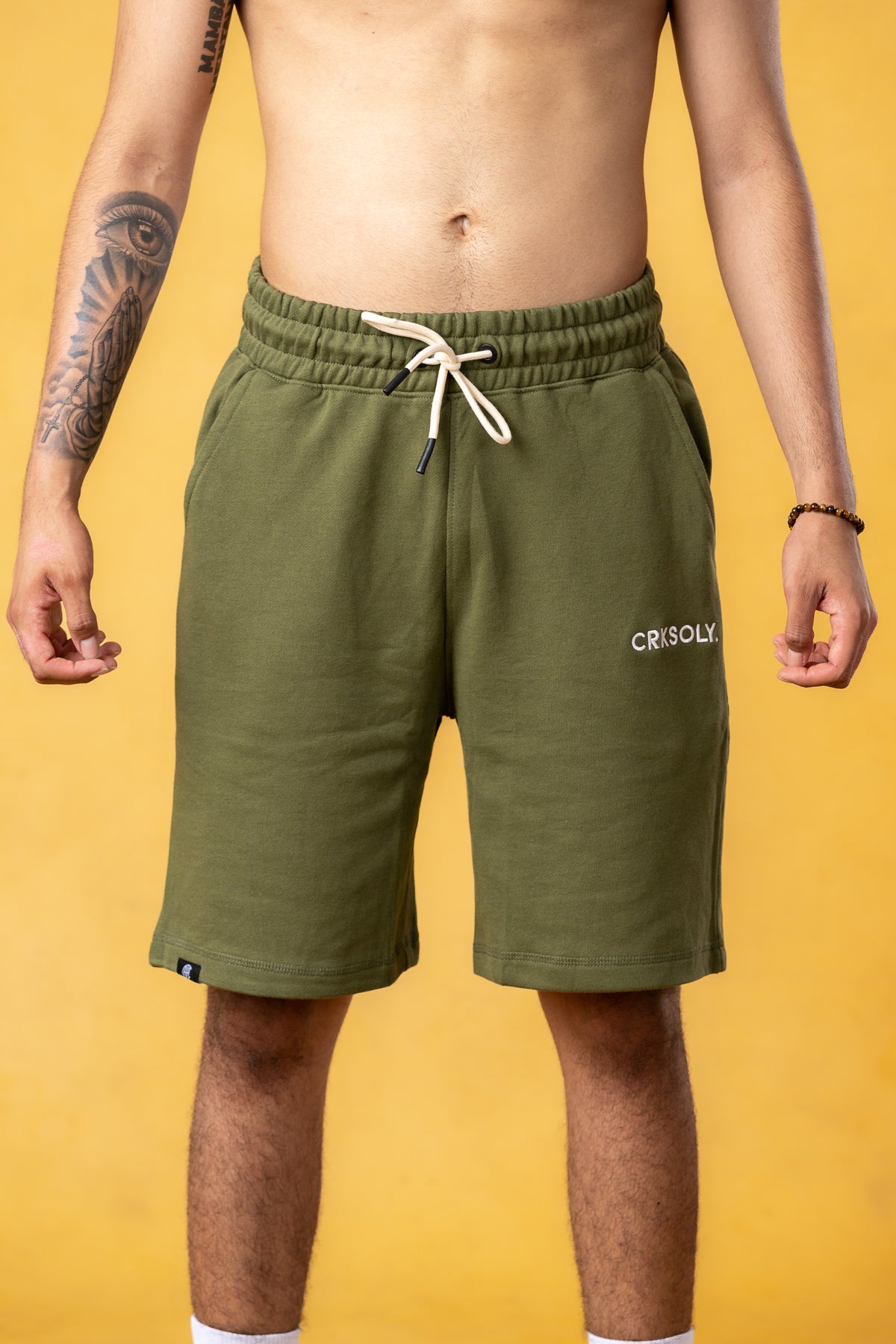 CRKSOLY. Men Military Green Cotton Sweatshort, product photo 1