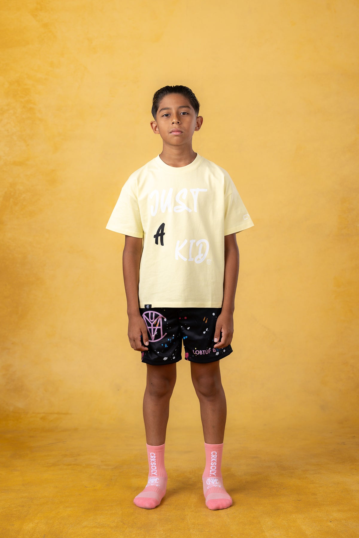 Just A Kid Youth Yellow Streetwear Tee, product photo 3