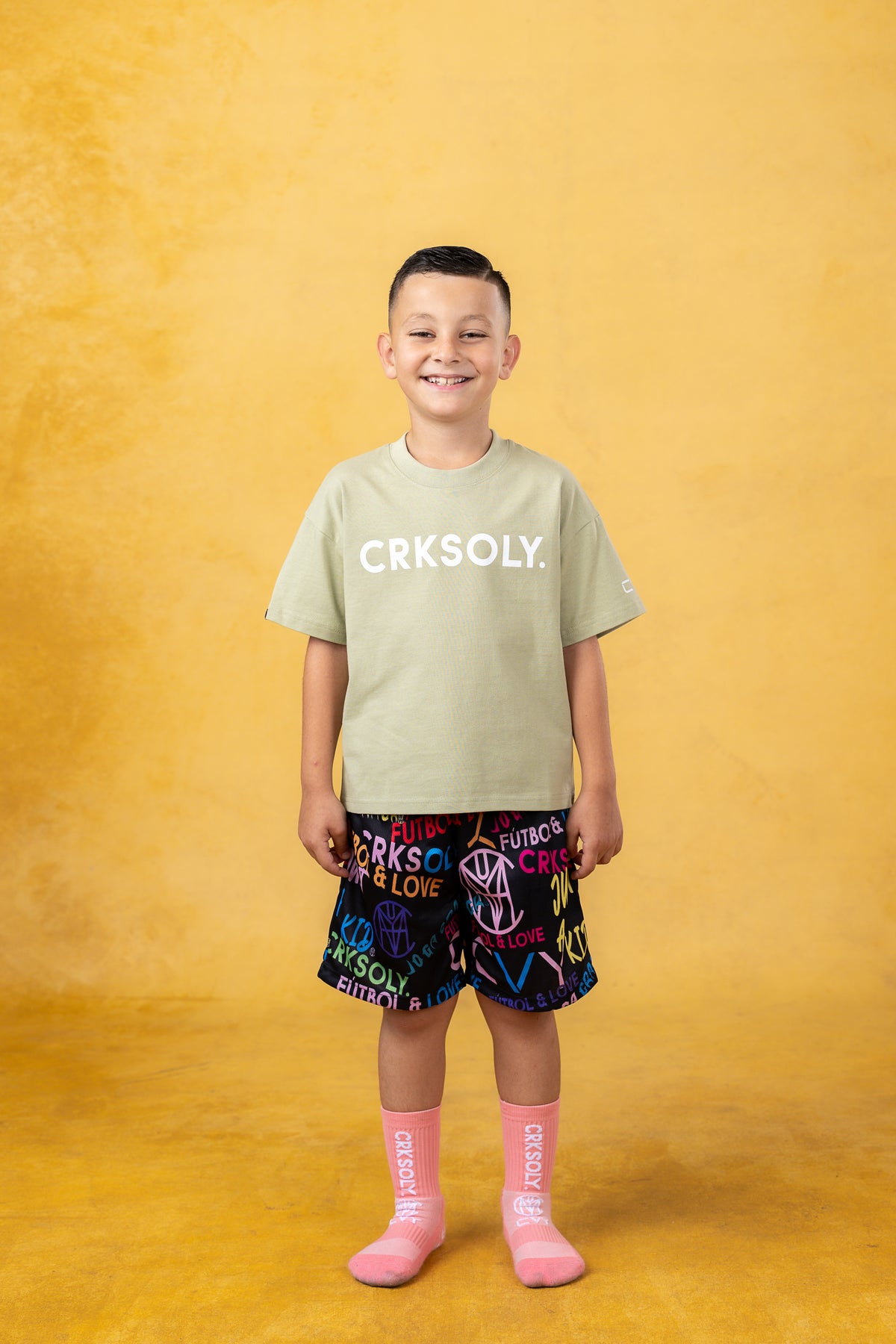 CRKSOLY. Youth Olive Green Streetwear Tee, product photo 4