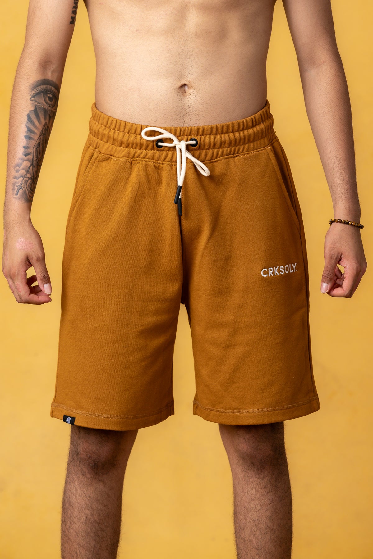 CRKSOLY. Men Brown Cotton Sweatshort, product photo 1