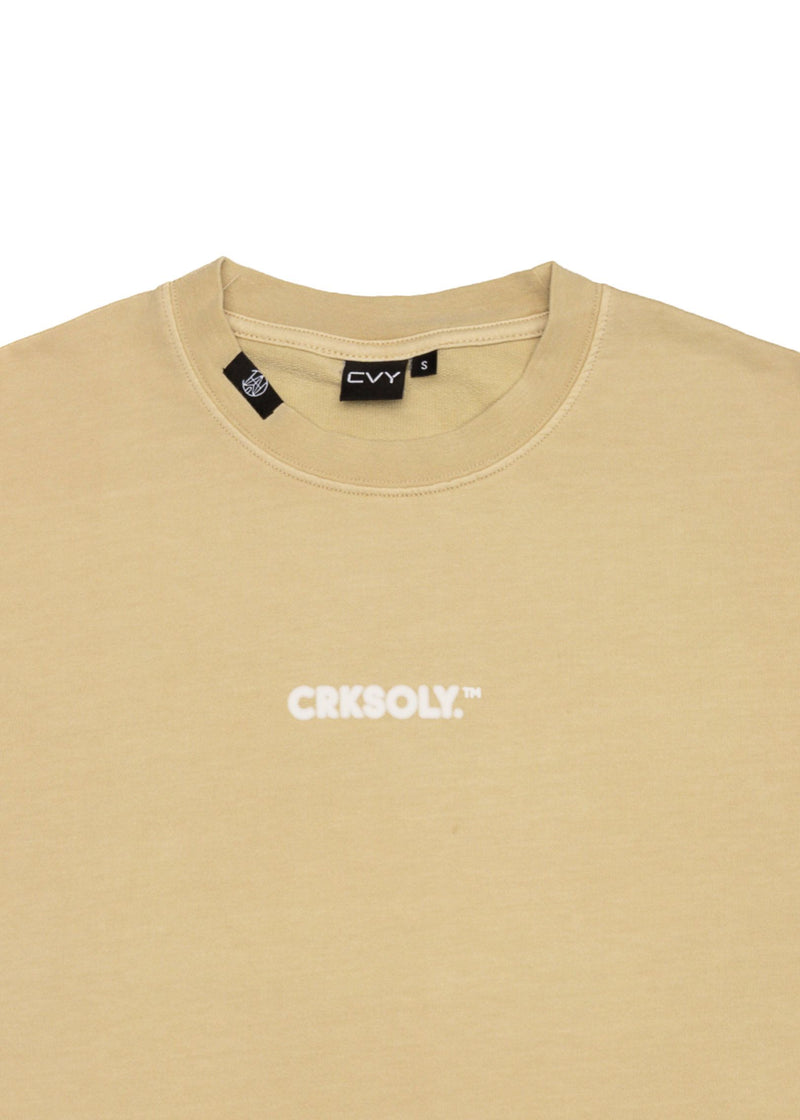 CRKSOLY. Men Oversized Cream Blur Cotton Tee