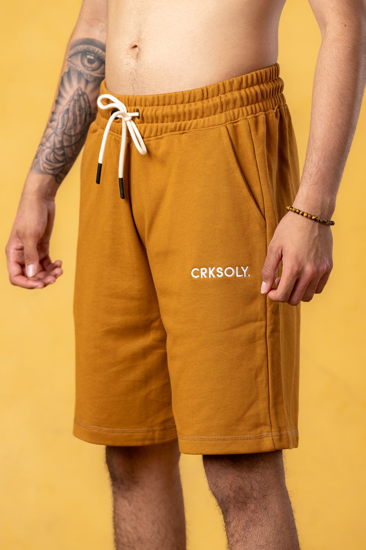 CRKSOLY. Men Brown Cotton Sweatshort, product photo 4