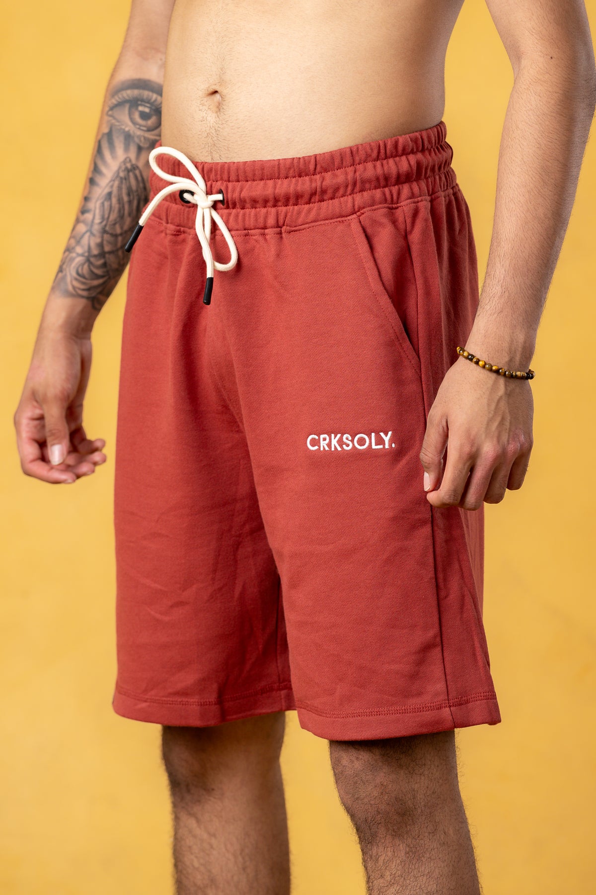 CRKSOLY. Men Red Cotton Sweatshort, product photo 4