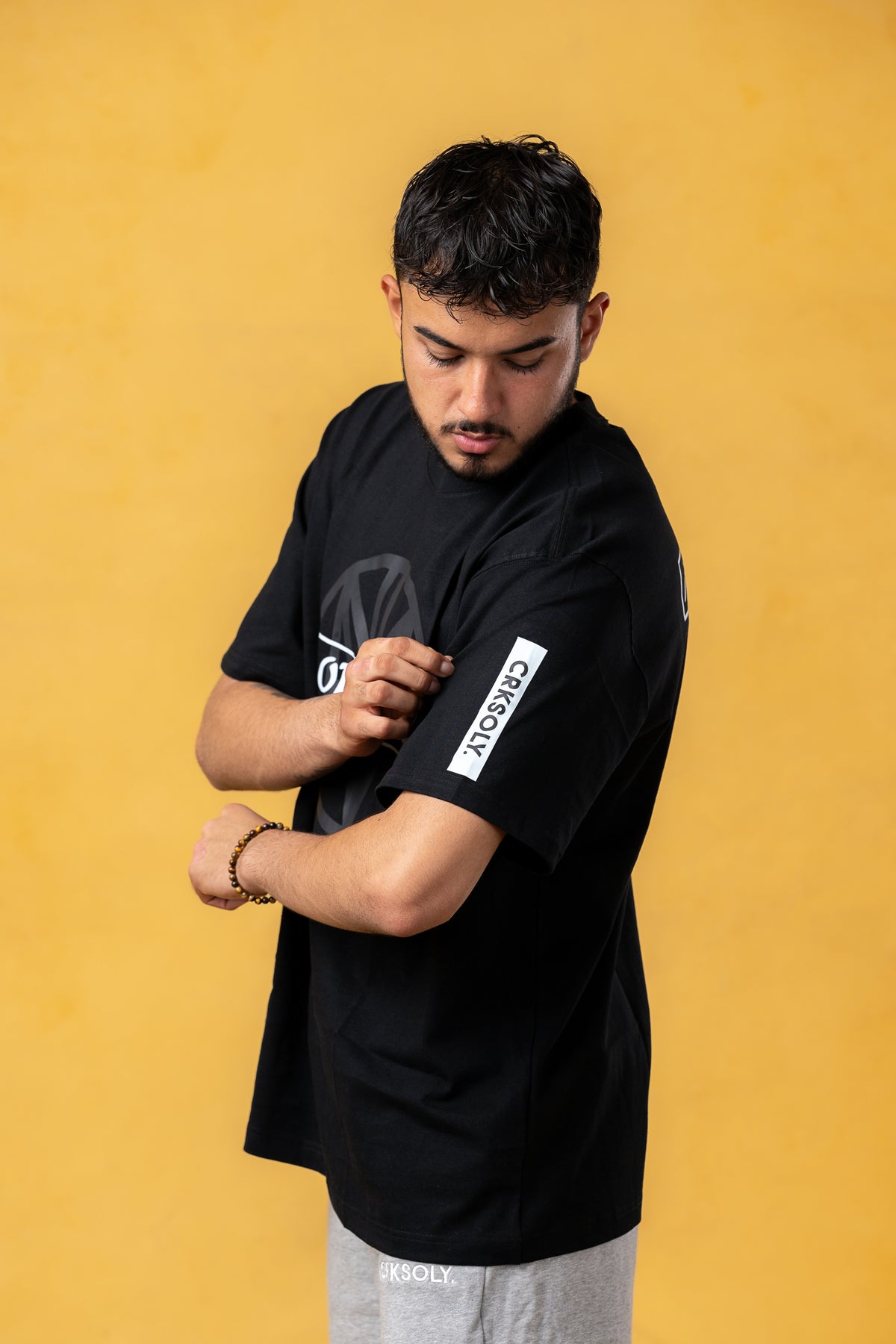 CRKSOLY. Men Black and Teal Modest-Tee, product photo 3