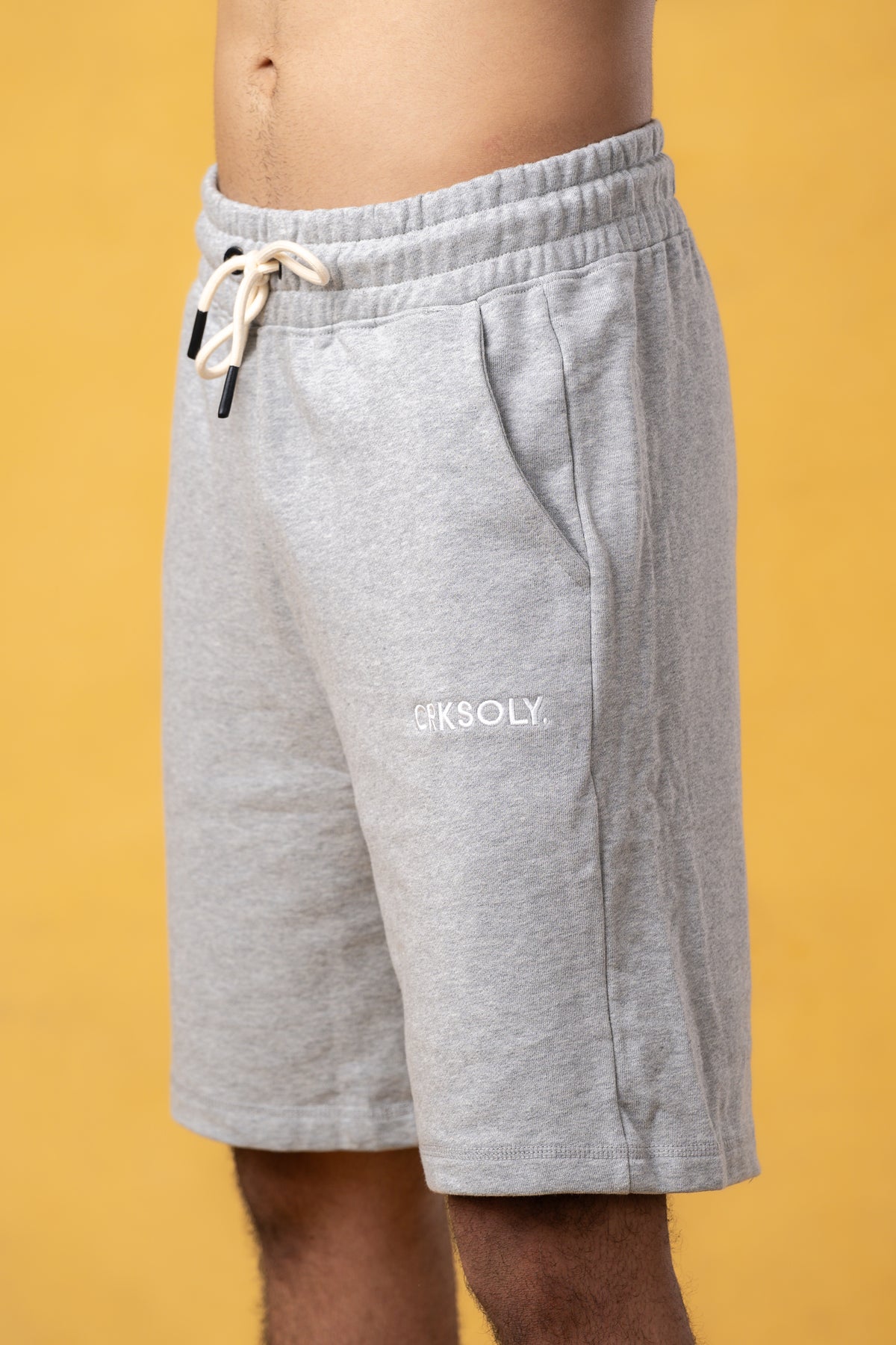 CRKSOLY. Men Gray Cotton Sweatshort, product photo 4