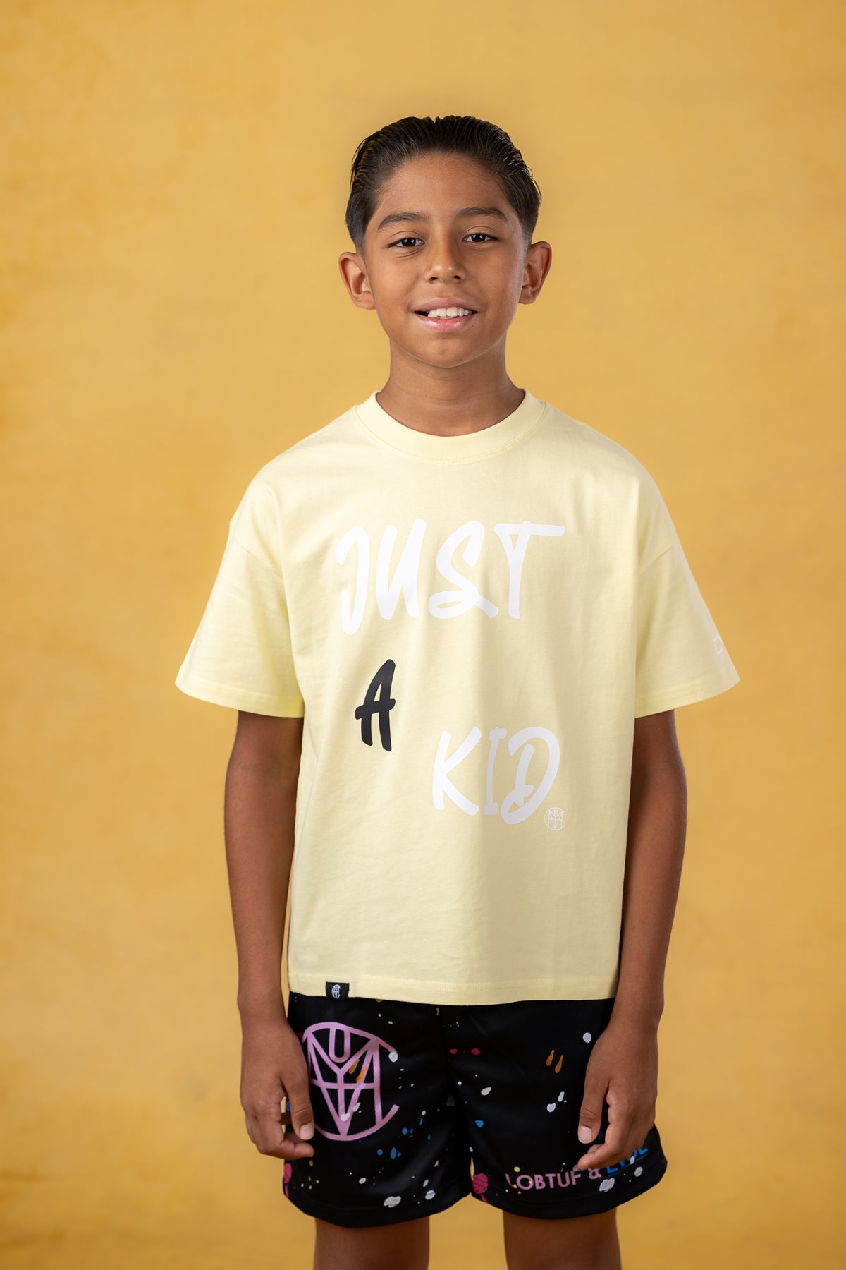 Just A Kid Youth Yellow Streetwear Tee, product photo 1