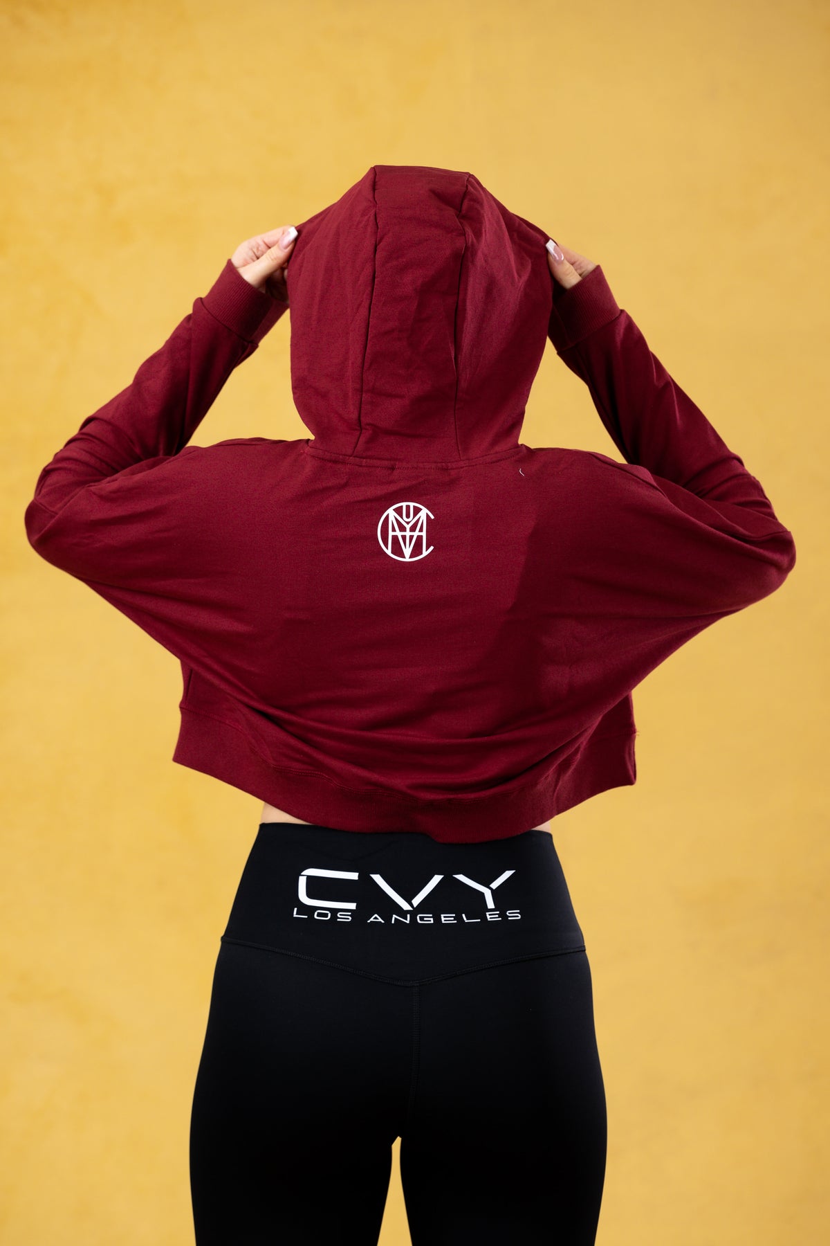 CRKSOLY. Women Maroon Crop-Top Hoodie, product photo 6