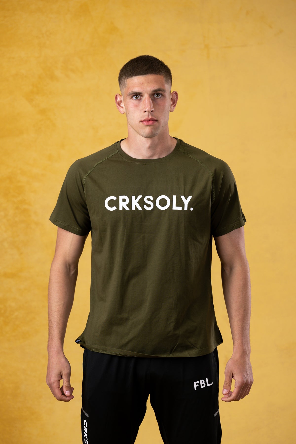 CRKSOLY. Men Military Green Cotton-Elastic Tee, product photo 1