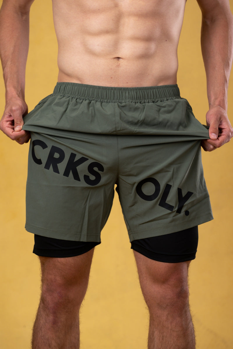 CRKSOLY. Elastane Military Green Short