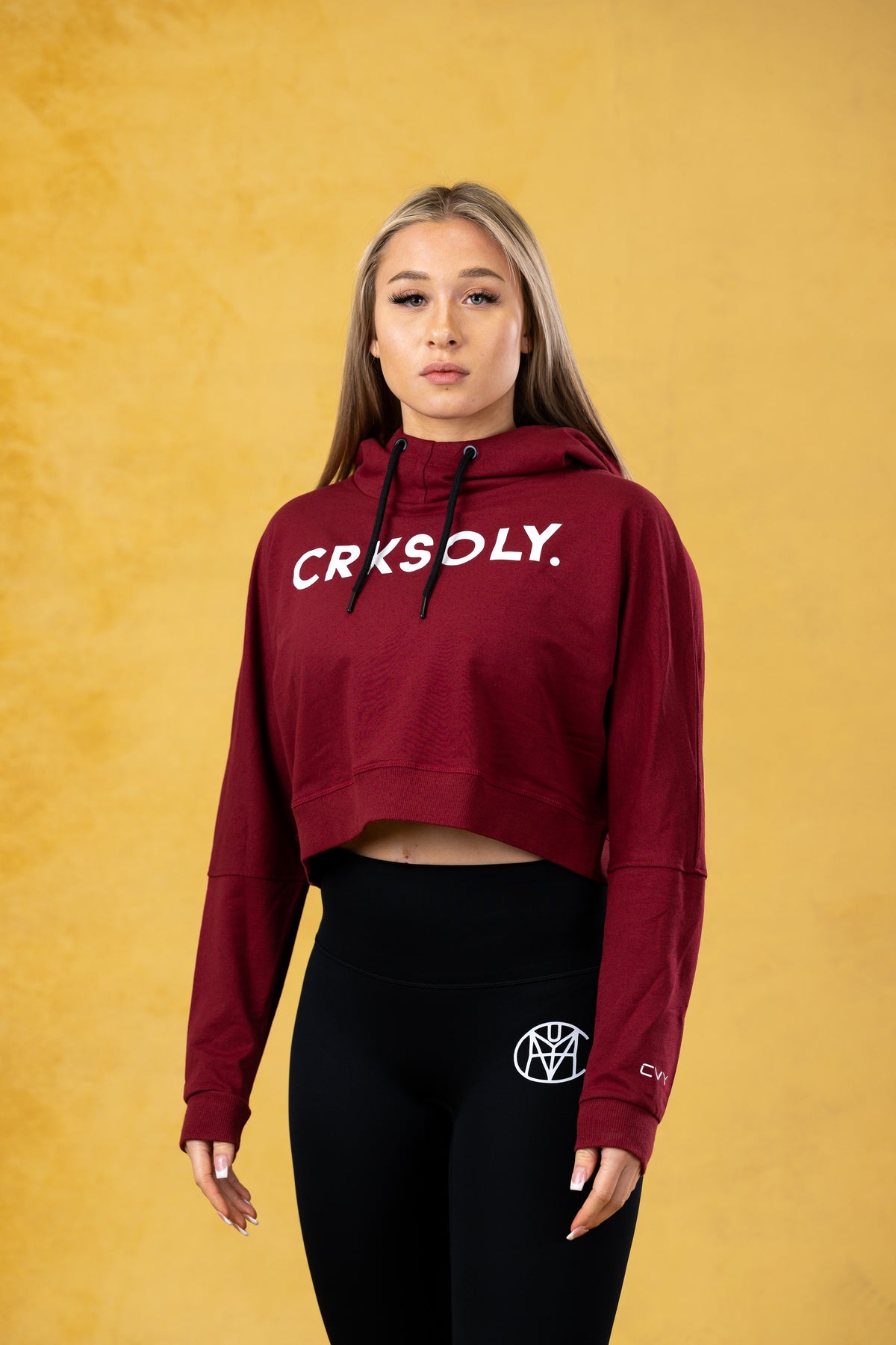 CRKSOLY. Women Maroon Crop-Top Hoodie, product photo 1