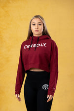 CRKSOLY. Maroon Crop-Top Hoodie