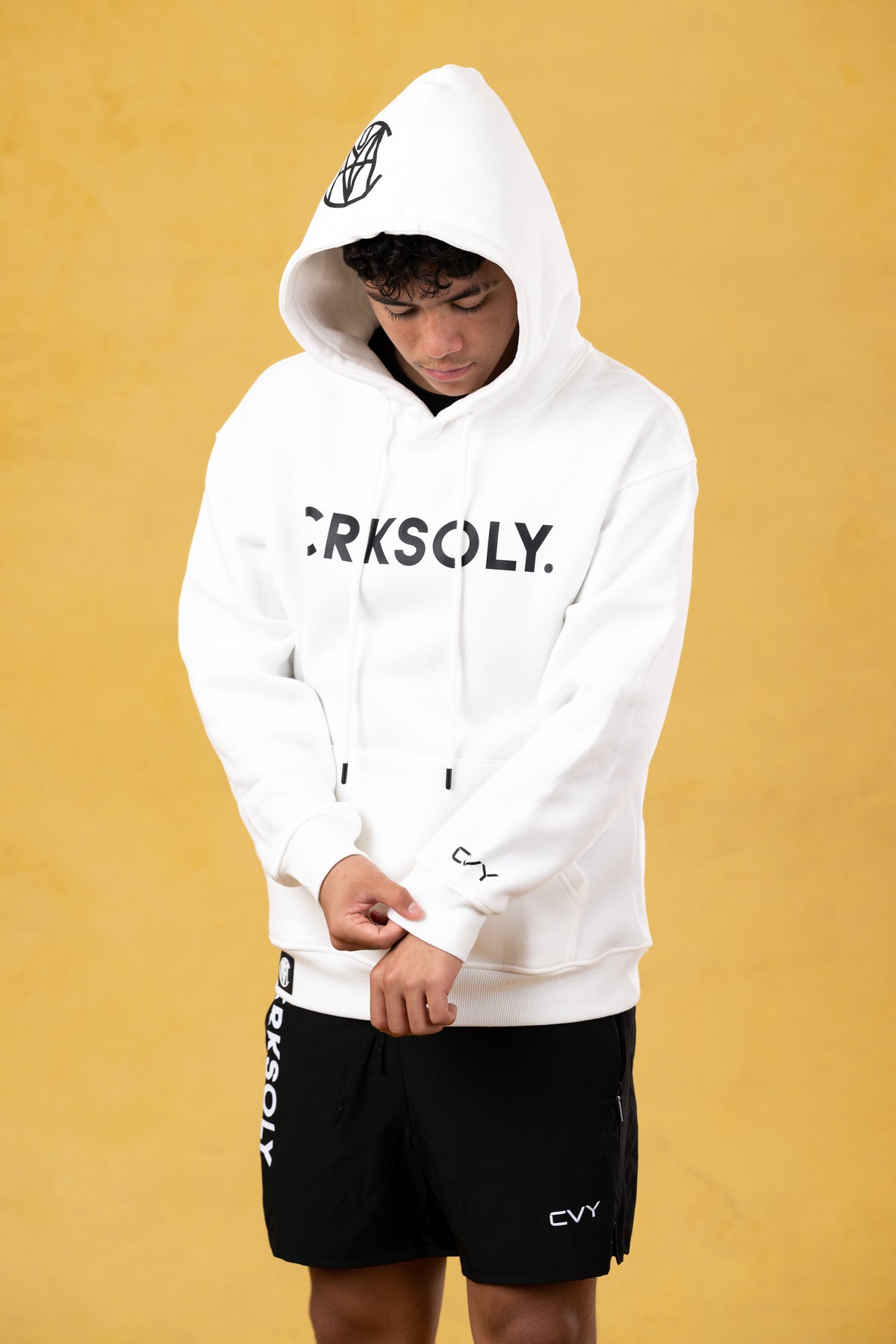 CRKSOLY. Youth White Hoodie, product photo 1