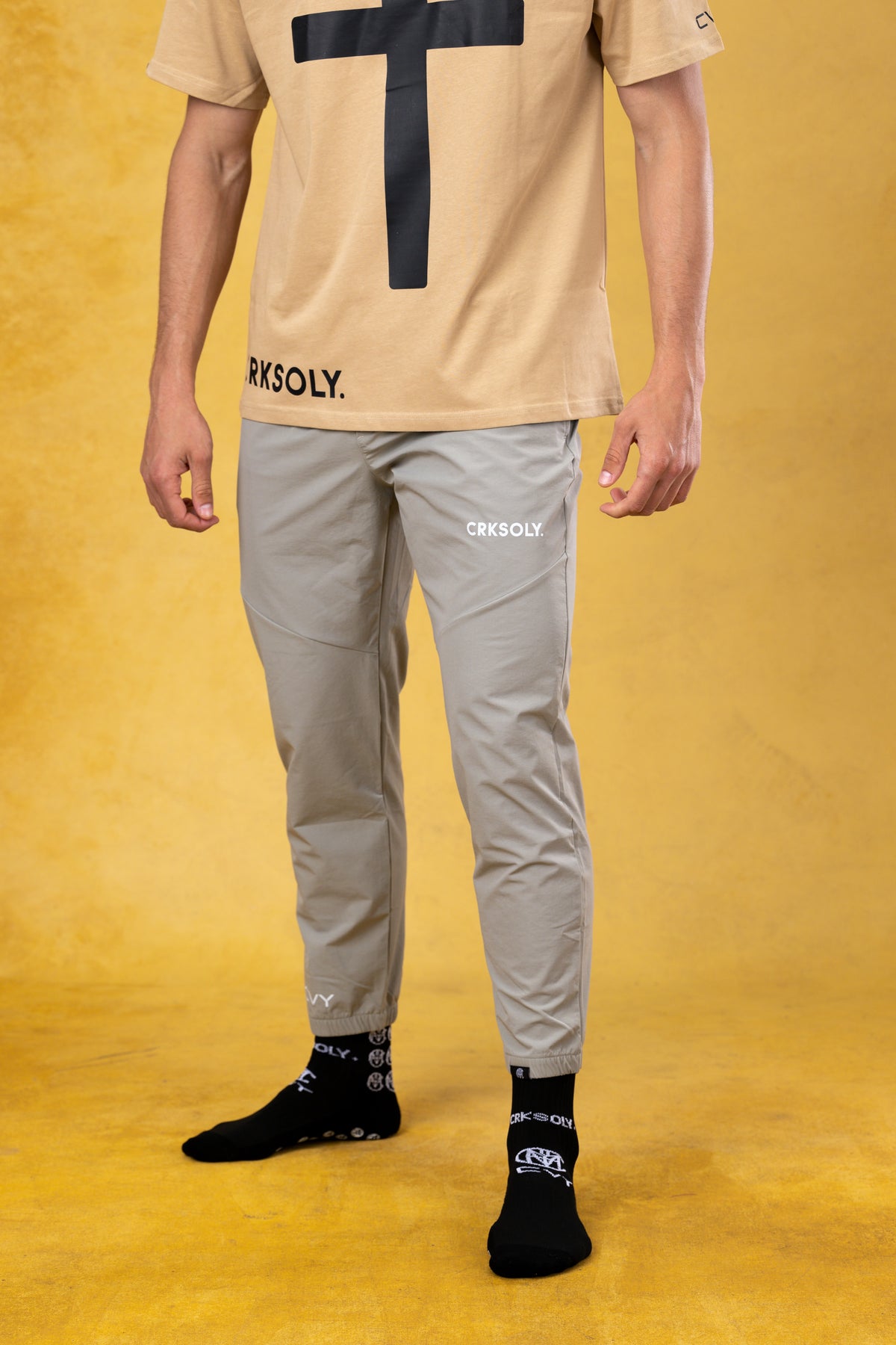 CRKSOLY. Men Tan Windbreaker Pants, product photo 1
