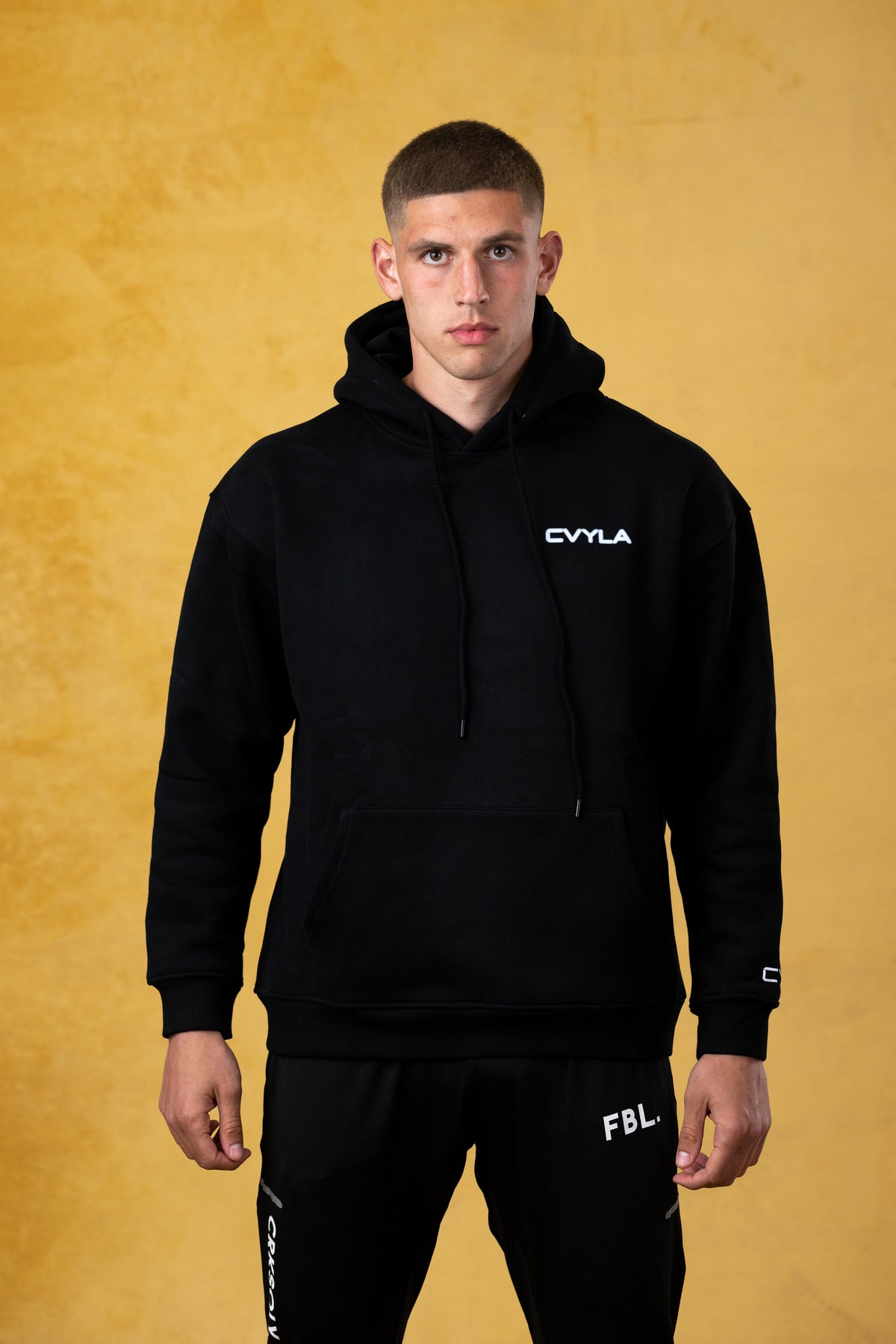 CVYLA Men Blurred Black Hoodie, product photo 4