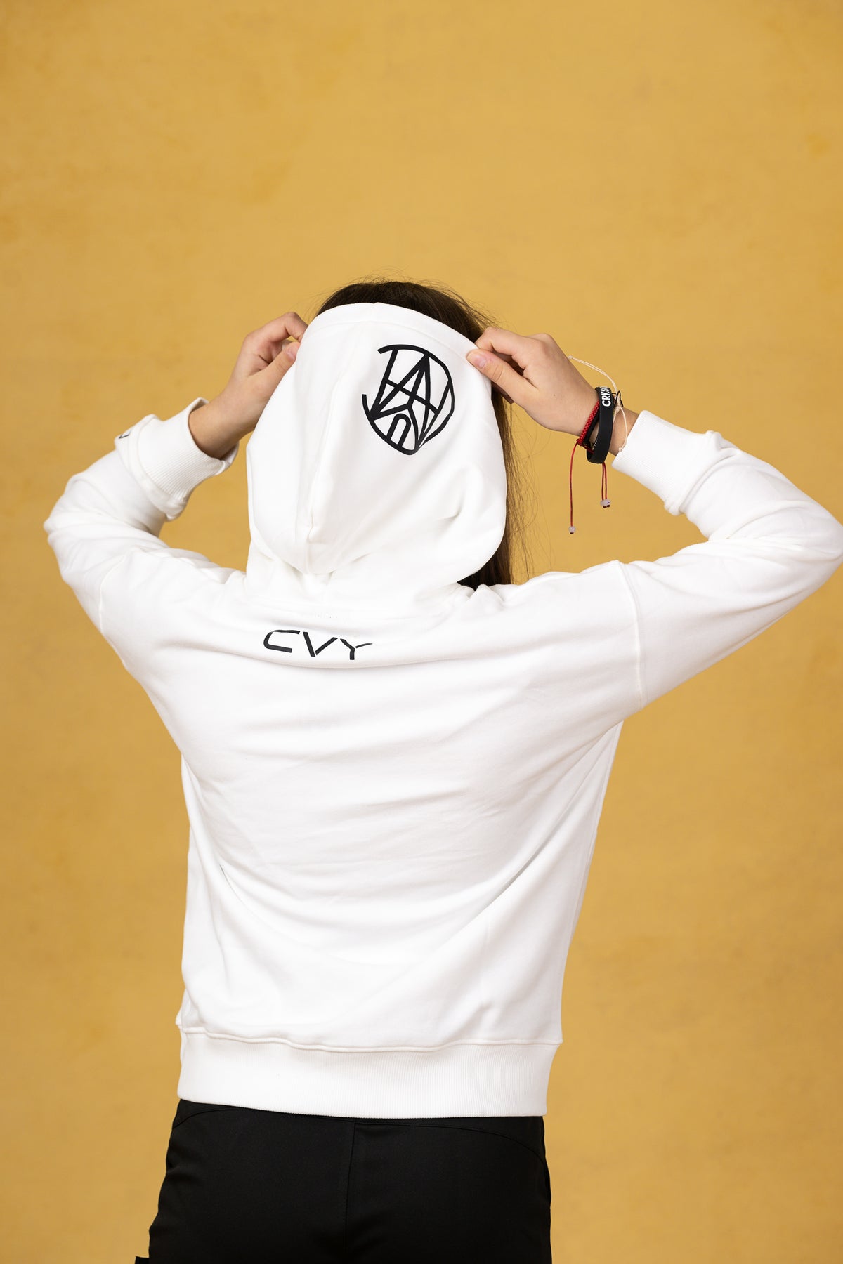 CRKSOLY. Youth White Hoodie, product photo 10