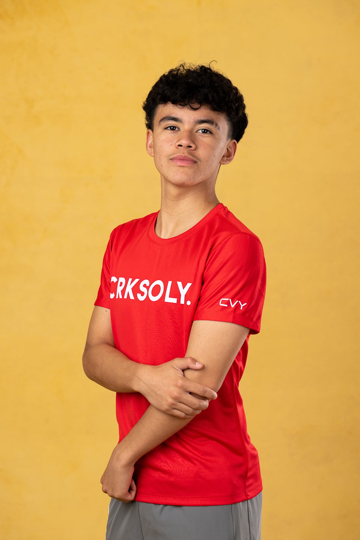 CRKSOLY. Youth Red Training Top, product photo 5