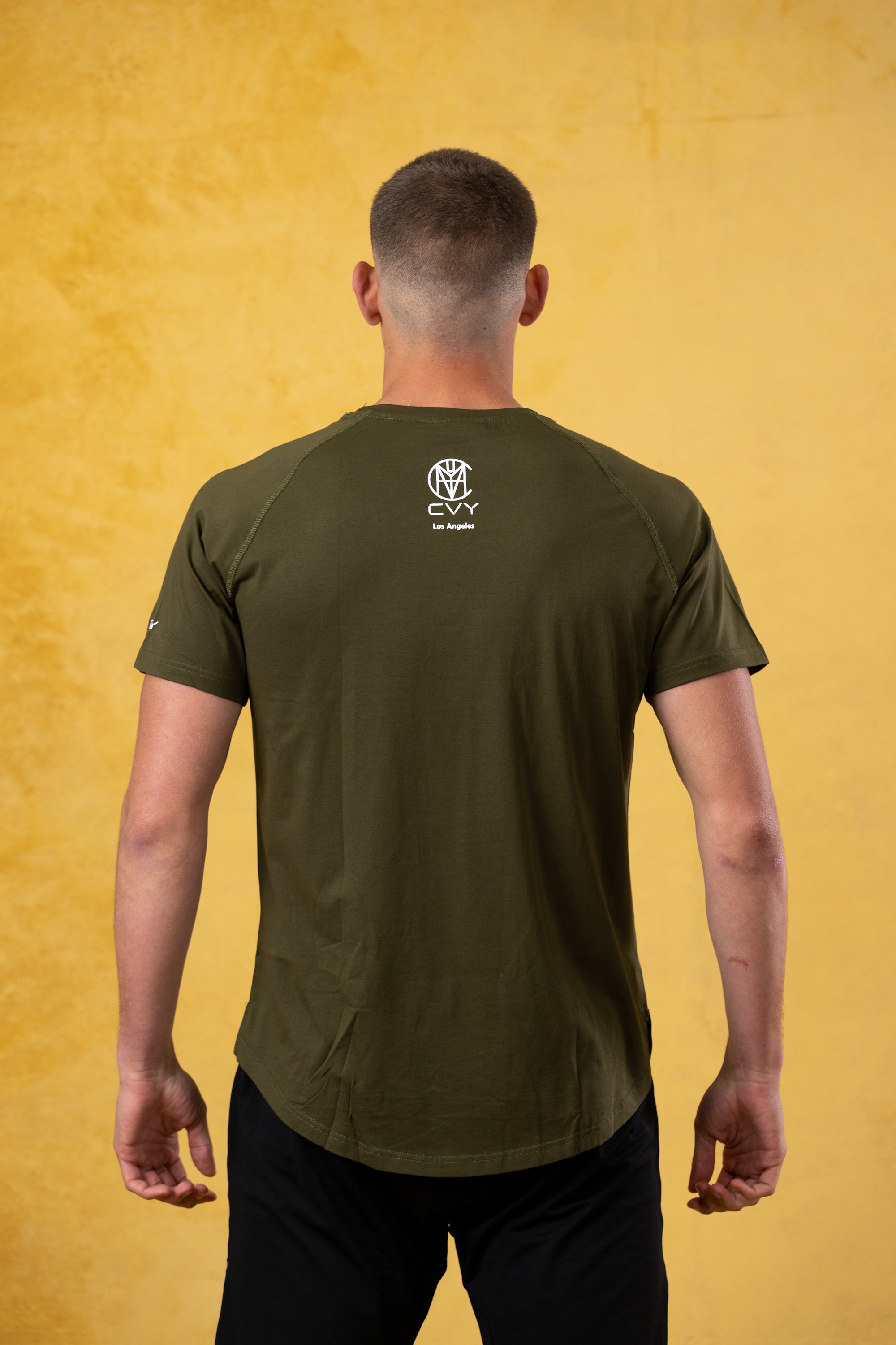 CRKSOLY. Camiseta elástica de algodón verde militar
