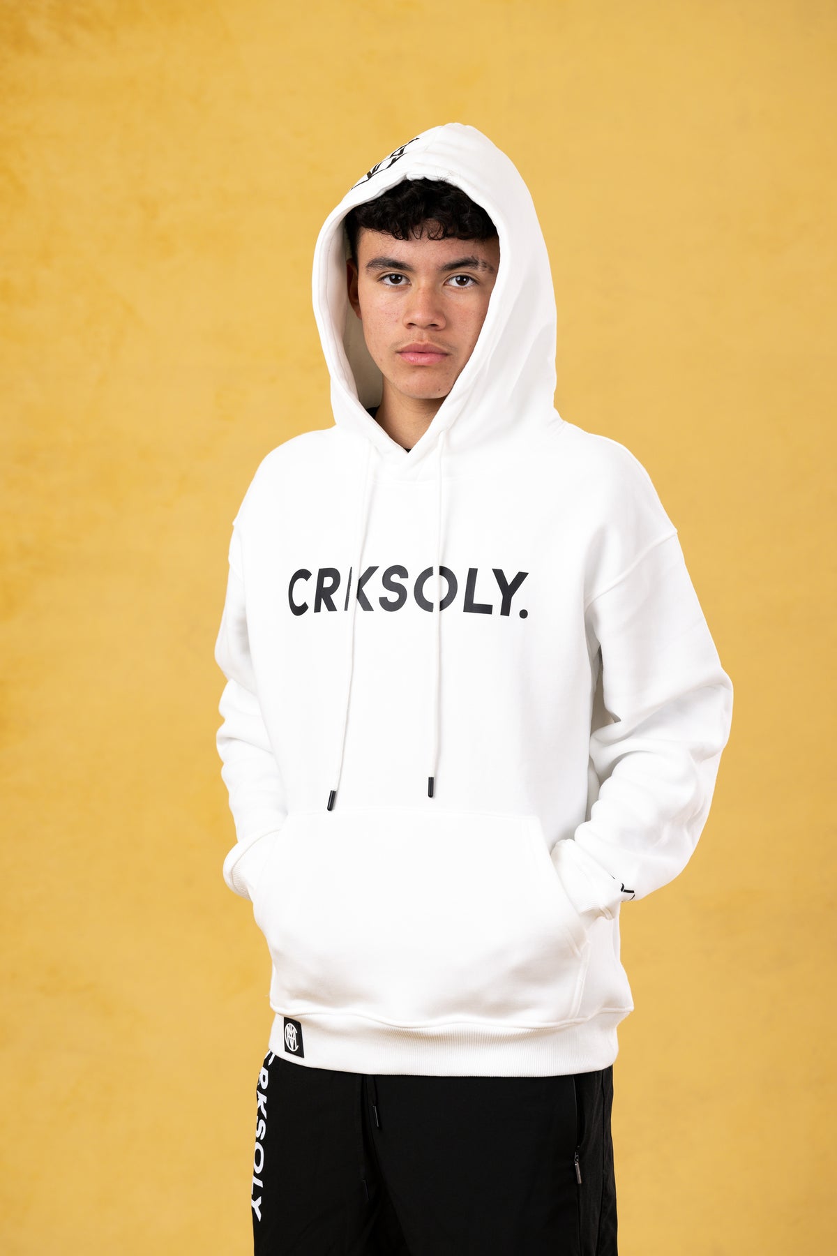 CRKSOLY. Youth White Hoodie, product photo 3