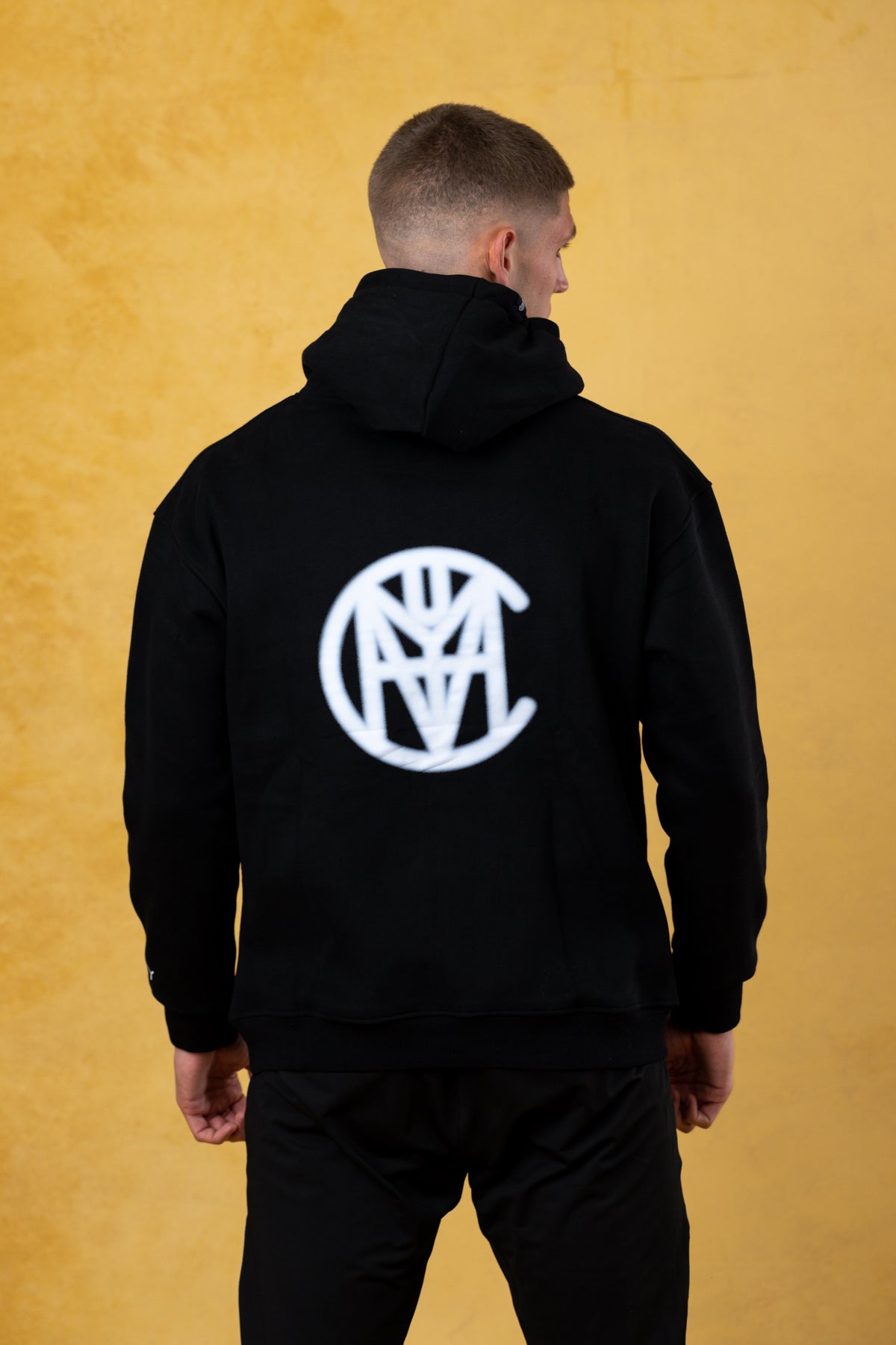 CVYLA Men Blurred Black Hoodie, product photo 6