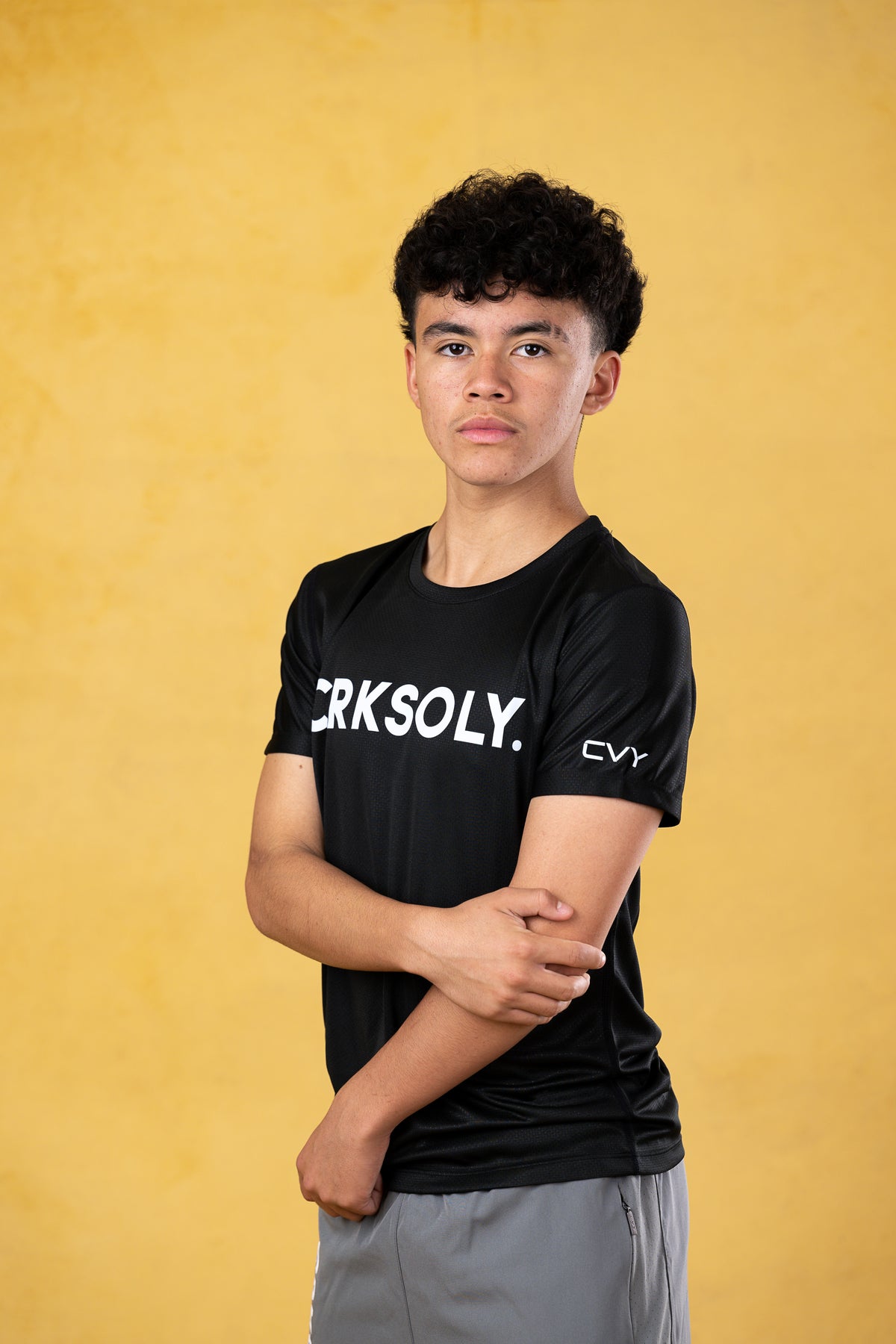 CRKSOLY. Youth Black Training Top, product photo 4