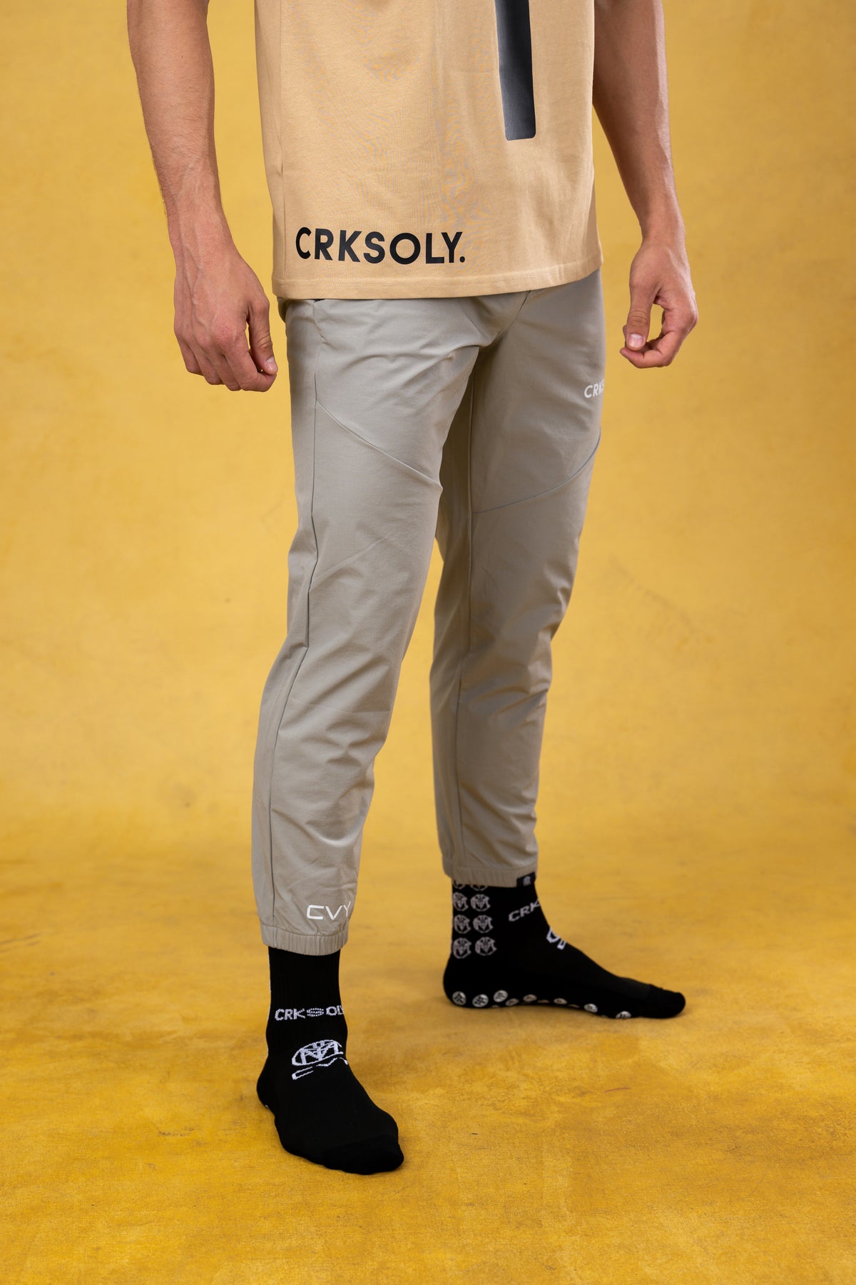 CRKSOLY. Men Tan Windbreaker Pants, product photo 5