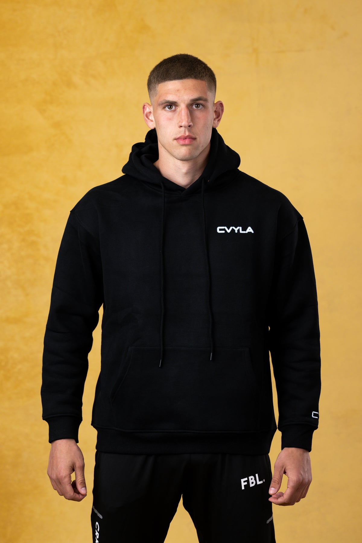 CVYLA Men Blurred Black Hoodie, product photo 1
