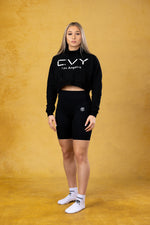 CVYLA Black Drop Shoulder Crop Pullover