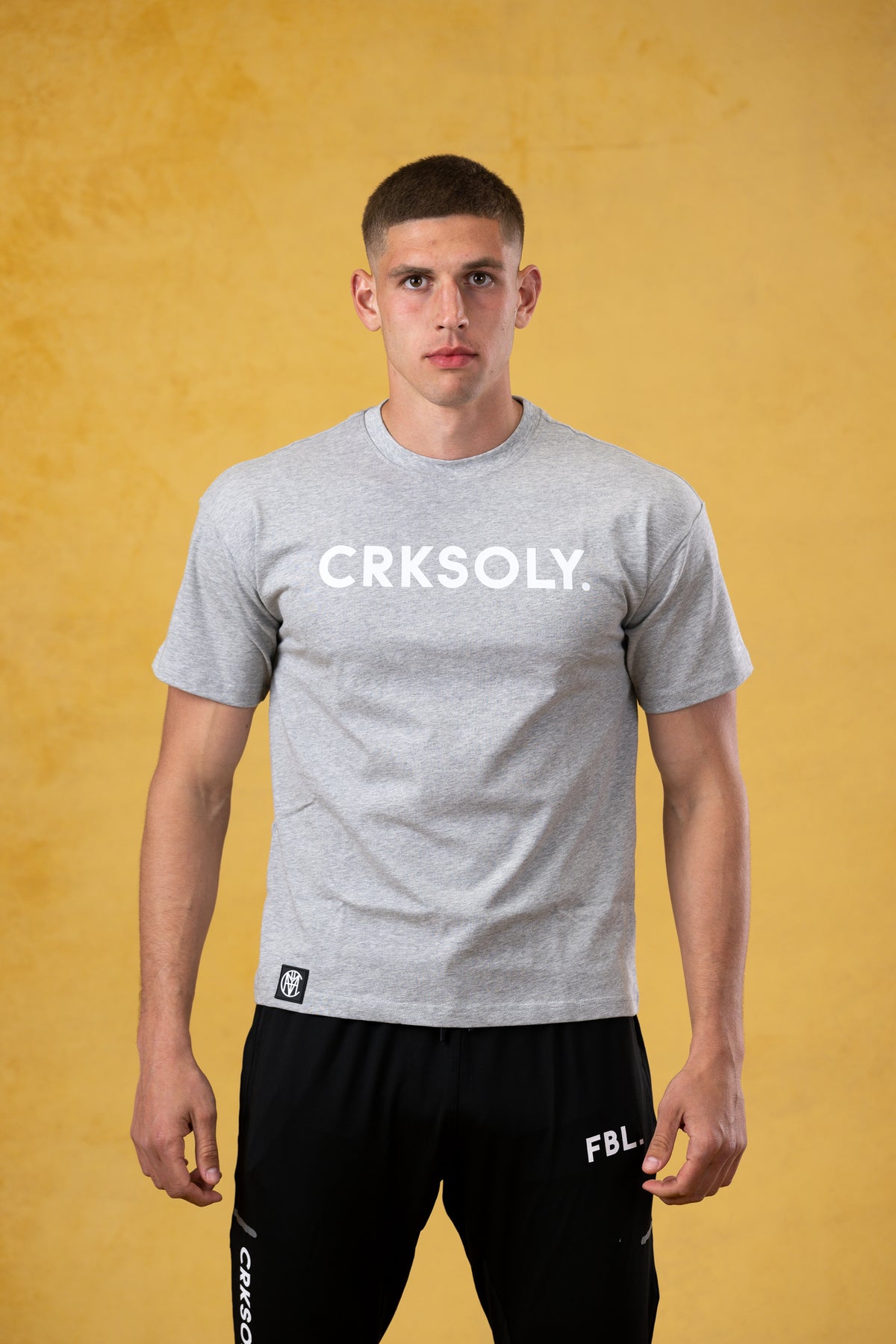 CRKSOLY. Men Gray Cotton T-Shirt, product photo 1
